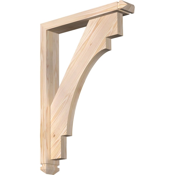Ekena Millwork Merced Arts and Crafts Smooth Bracket w/ Offset Brace, Douglas Fir, 3 1/2"W x 20"D x 28"H BKT0402X20X28MRC03SDF - main